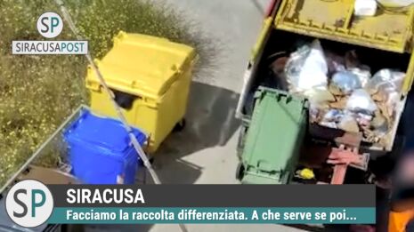 Rifiuti mischiati: vetro nel camion insieme ad altri tipi di immondizia